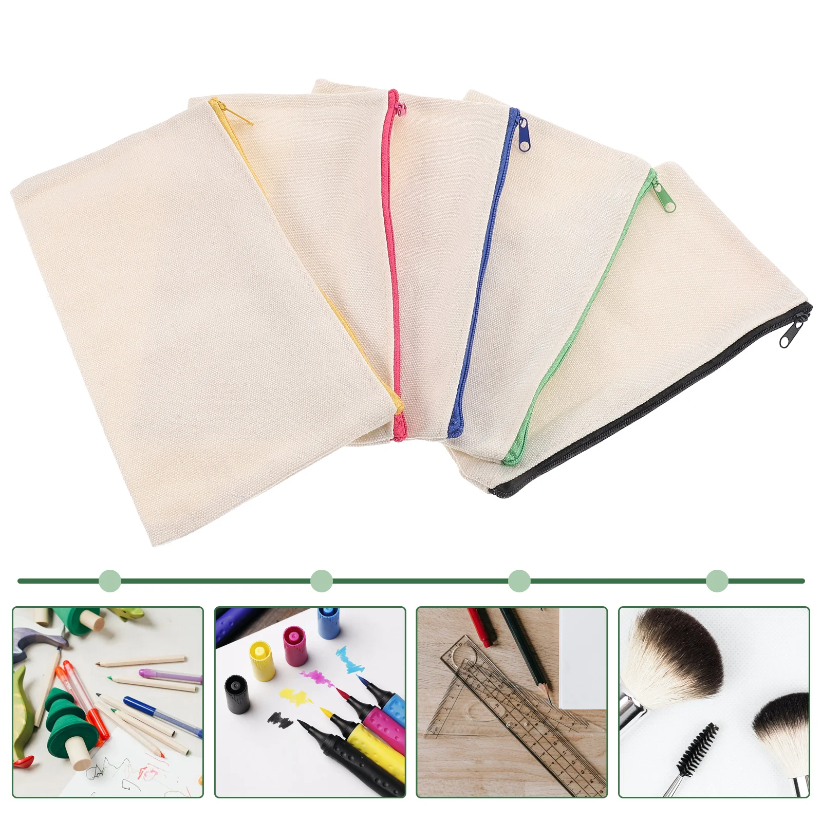 

5 Pcs Zipper Pencil Case Unique Makeup Bag Canvas Bags with Handbag Multipurpose Pouch Blank Pouches DIY