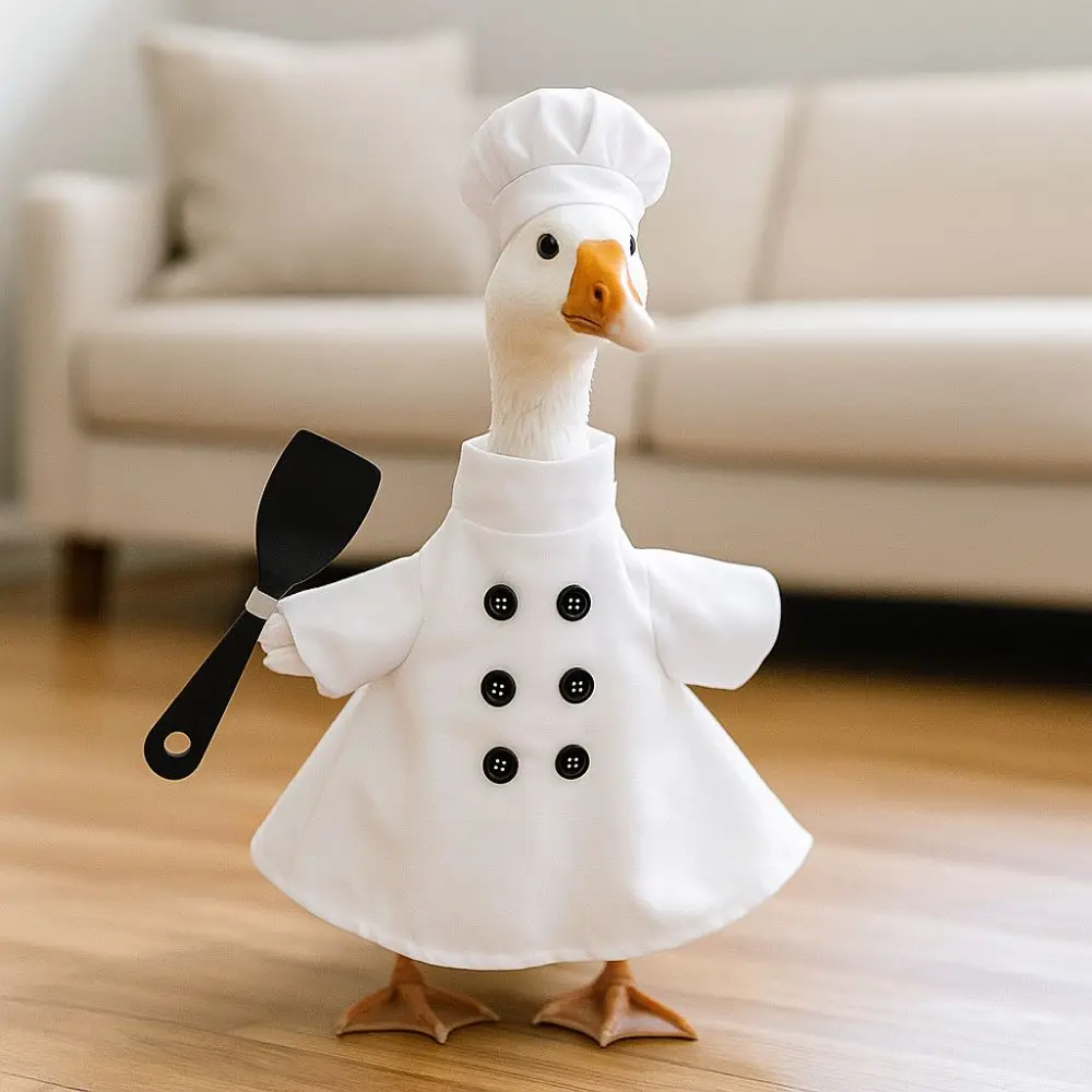 

Pet Supplies Washable Porch Geese Clothes Cartoon Adjustable Chef Geese Outfit Secure Pet Transformation Attire Outdoor