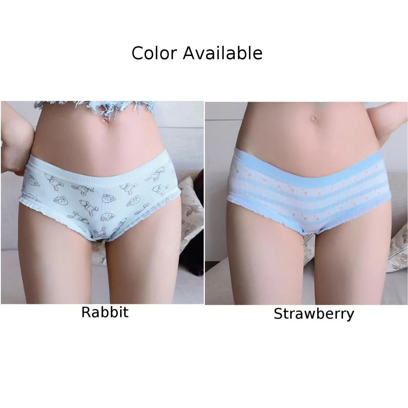 Men Open Crotch Japanese Fresh Lace Hemmed Sexy Sissy Pouch Panties Ice Silk G-Strings Thong Brief Underwear Underpant Briefs