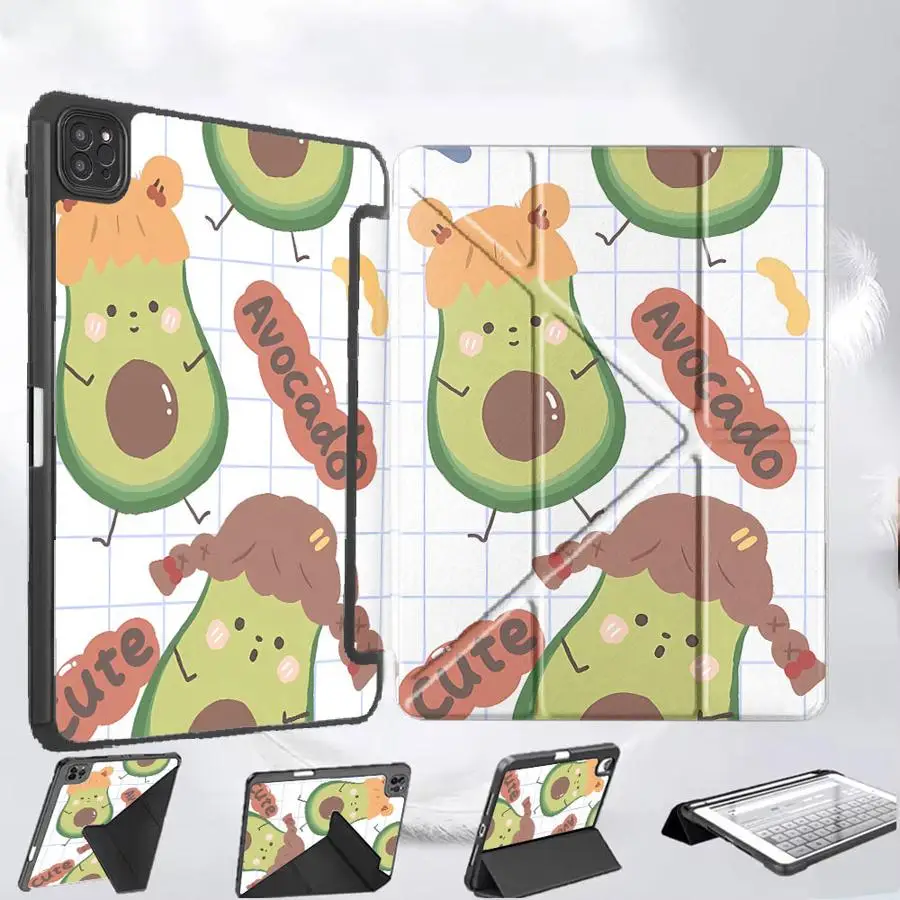 

Чехол для планшета iPad Pro 2025 Air 4 5 M3 M2 M4 11 дюймов Pro 11th 10th 9th 8th 7th 12.9 дюймов Mini 6 7 с держателем, забавный дизайн «Авокадо»