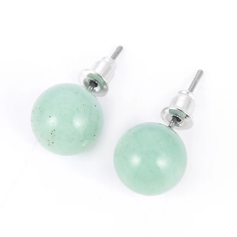 1pair Natural Stone Purple Pink Tiger Eye Round Ball Stud Earrings With Hypoallergenic Ear Pin For Woman Girls Earrings Jewelry view 5