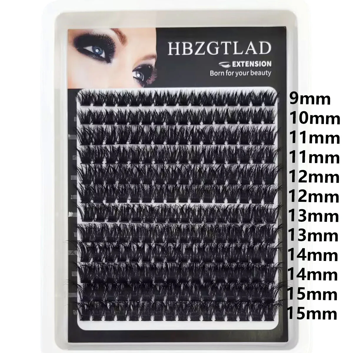 HBZGTLAD Neu 12 Reihen 60-200DMix 8D Flauschige Einzelwimpern-Cluster-Extensions für DIY-Wimpernverlängerung zu Hause, Cluster-Make-up-Wimpern – Detail 9