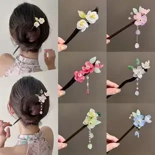 Horquilla Hanfu para el pelo de madera para mujer, para niña Cheongsam broche de estilo chino, tocado coreano, accesorios de joyería