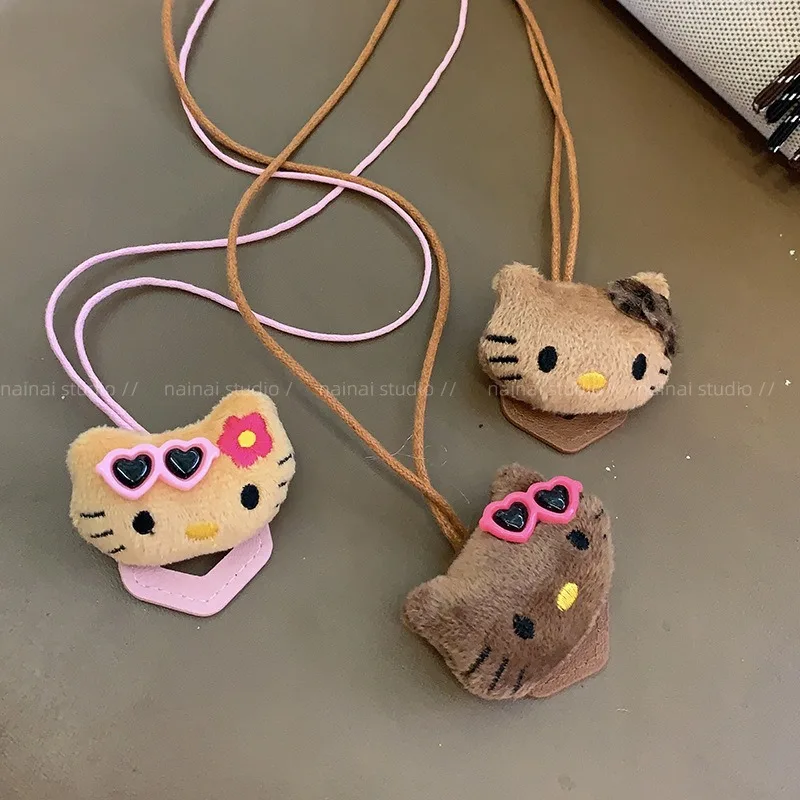 Hello Kitty 3d Plush Doll Eyeglass Lanyard Fashion Accessories Cute Glasses Lanyard Chain Black Skin Kt Y2k Decor Girls Gifts view 2