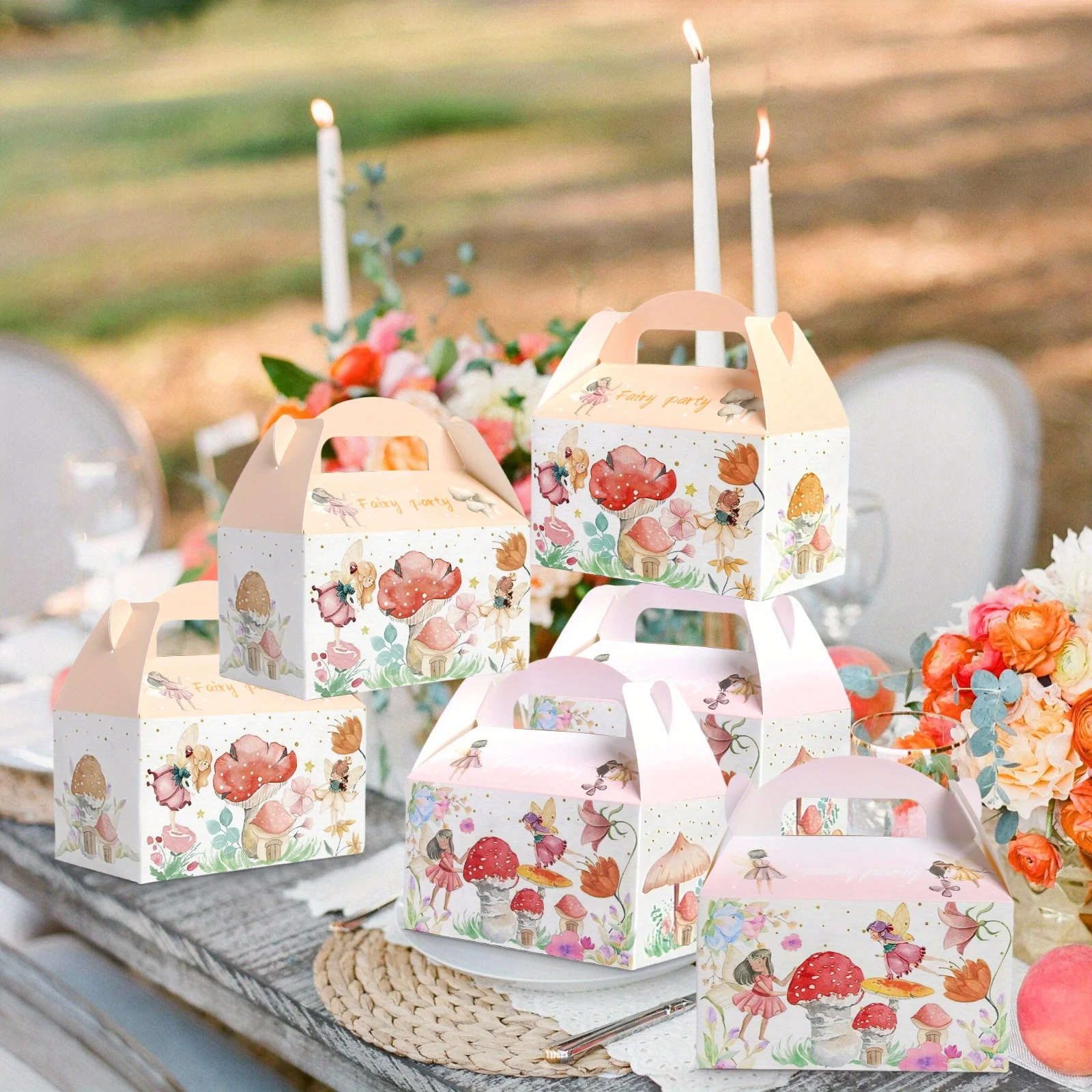 12 قطعة من حقائب هدايا الحفلات الخيالية المسحورة - علب هدايا قزم الغابة مع تصميمات الأميرة السحرية والفطر والفراشة #3