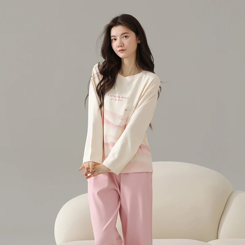 

Pajama Sets Padded Women Flannel Loose Festival Sweet Friend Drawstring Thermal V Neck Short Sleeve Ankle Length Autumn White OL