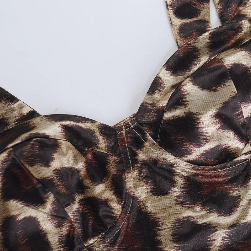 Modisches, schlankes, kurzes, sexy Leopardenmuster-Bandhemd, Herbst 2022, Damenbekleidung im europäischen Stil mit V-Ausschnitt