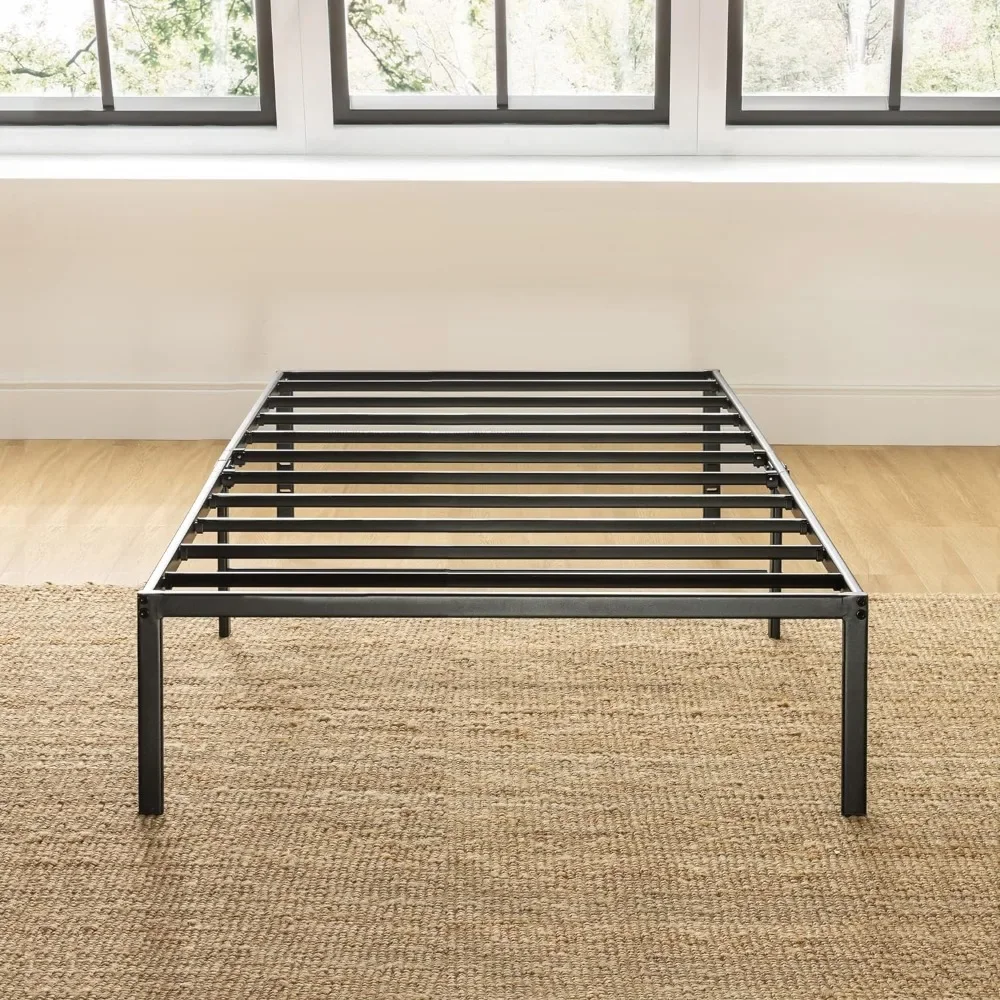 King Black Metal Plataforma Bed Frame, Mobília do quarto, fácil de montar, 18 "Bed Frame, melhor preço