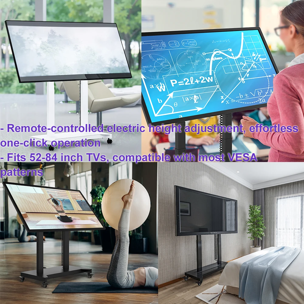 Motorized Flip up Turning Style Mobile Tv Floor Stand With Lift Mechanism Supply for Tv Screen Electric Lifting Tilt Tv Mount
