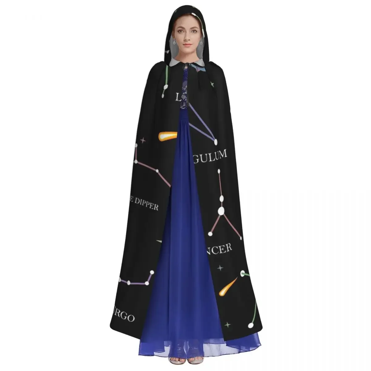 Zodiac Constellations Space Long Hooded  Witch Medieval Costume Cosplay Cape HalloweenCoat Adult Unisex