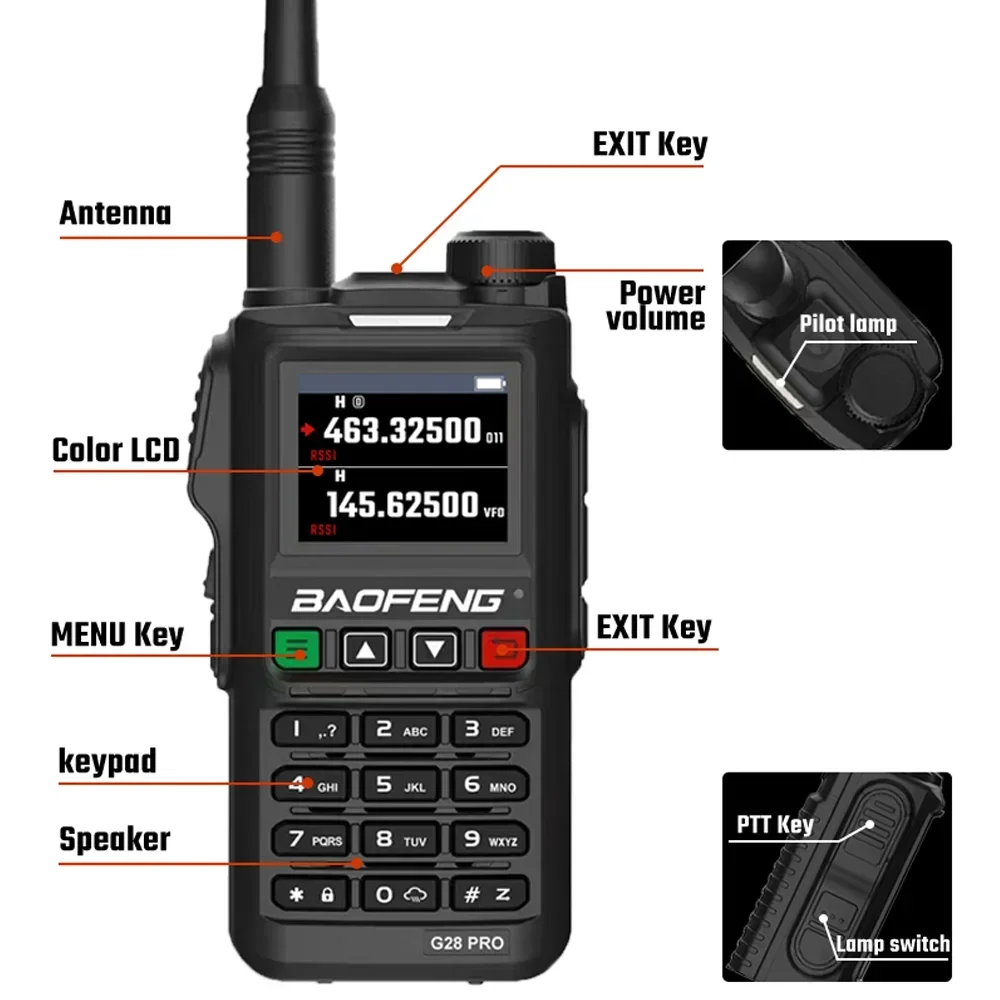 2025 Baofeng UV-G28 Pro 10 واط لاسلكي 4 نطاقات UHF VHF Type-C شاحن 999 CH اتجاهين أجهزة الراديو قوية UV18H UV18 جهاز الإرسال والاستقبال