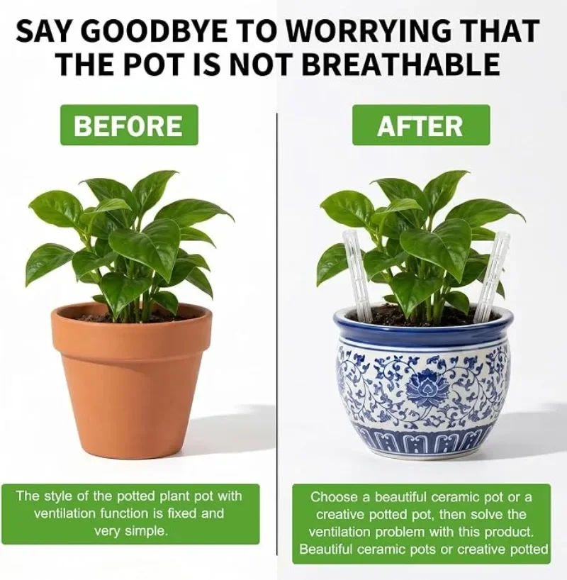 Clear Plastic Plant Aeration Tubes for Pots Root Rot Prevention Prevent Overwatering Healthy Roots Wet-dry Cycle Gardening Tools