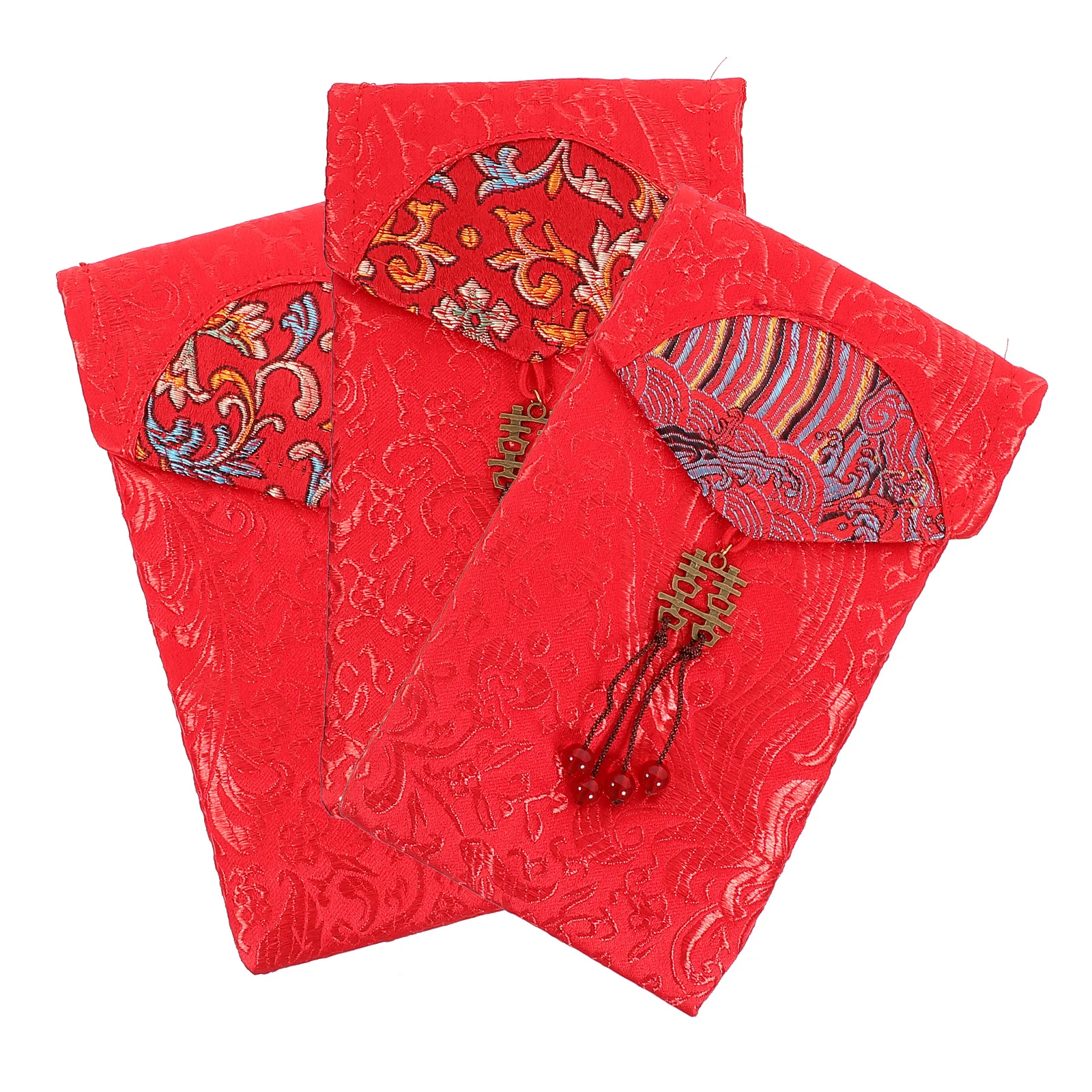 

3pcs Embroidered Red Packets Chinese New Year Money Bags Festival Envelopes For Wedding Spring Celebration Gift Bags Red