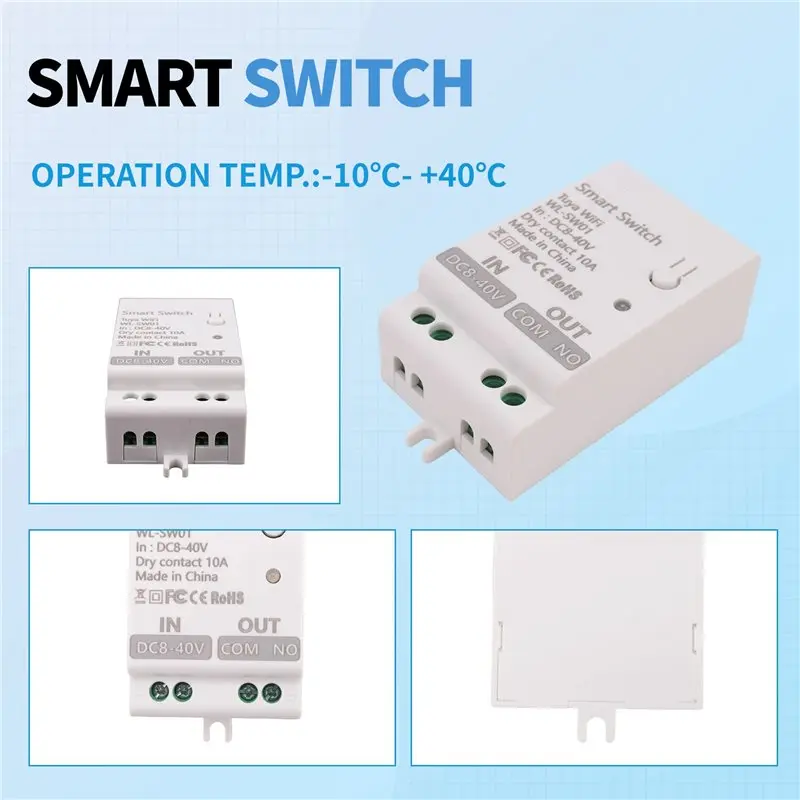 AF91-Tuya Wifi inteligente módulo de interruptor de contacto seco 10A hogar Universal DIY relé de interruptor funciona con Smart Life Alexa