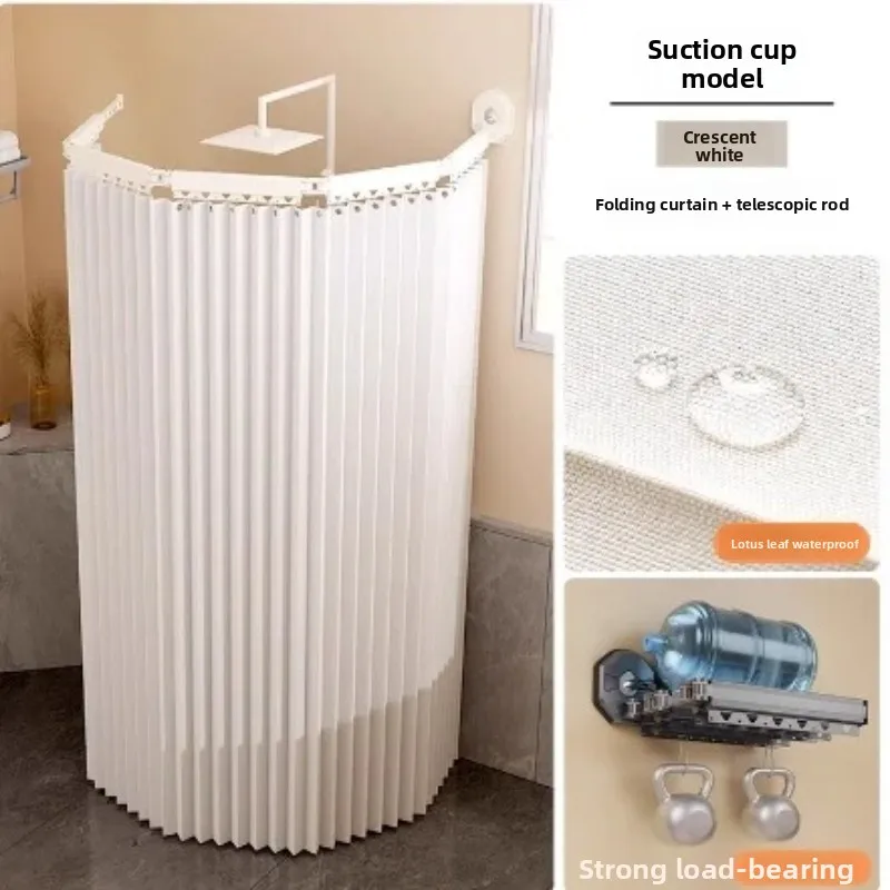 

Suction Cup Shower Curtain - Foldable Room Divider, Waterproof Bathroom Screen, Privacy Partition, Wet/Dry Barrier