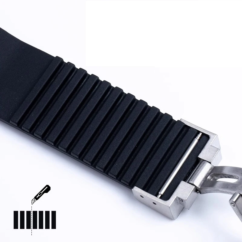 سوار ساعة سيليكون مطاطي ذو نهاية منحنية ، 22 ، أسود ، أزرق ، حزام مقاوم للماء ، سوار ، حزام غواص ، الأشعة فوق البنفسجية