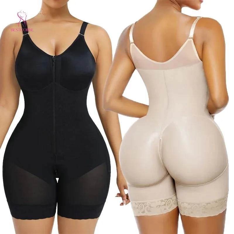 

Stage 2 Operation Tummy Control Fat Abdomen Garment With zipper Faja Full Body Shaper Post Surgery Shapewear Bodysuit Sleeveless