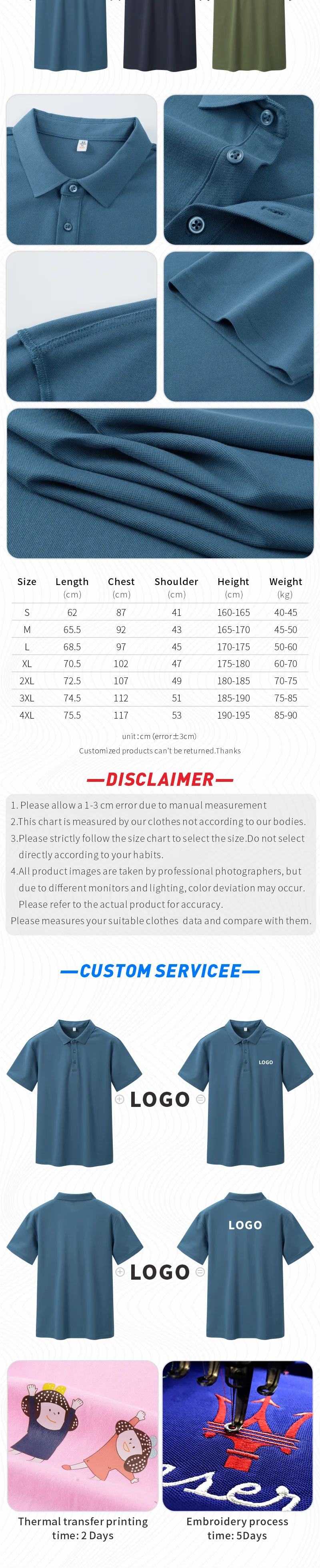 NEUES individuelles Polohemd mit kostenlosem Logodruck, Kleidung für Herren und Damen, Business Casual T-Shirt, Firmen-Stickerei, weiches, atmungsaktives T-Shirt – Detail 2