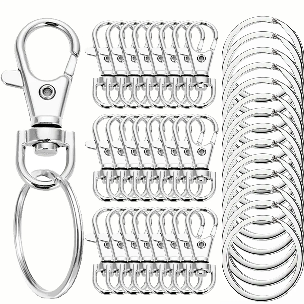 20/40/60/80/100 قطعة هوك المفاتيح مع حلقة رئيسية المفاتيح خطاف مشبك مع حلقة مسطحة لصنع المجوهرات الحبل Crafts بها بنفسك الحرف #1