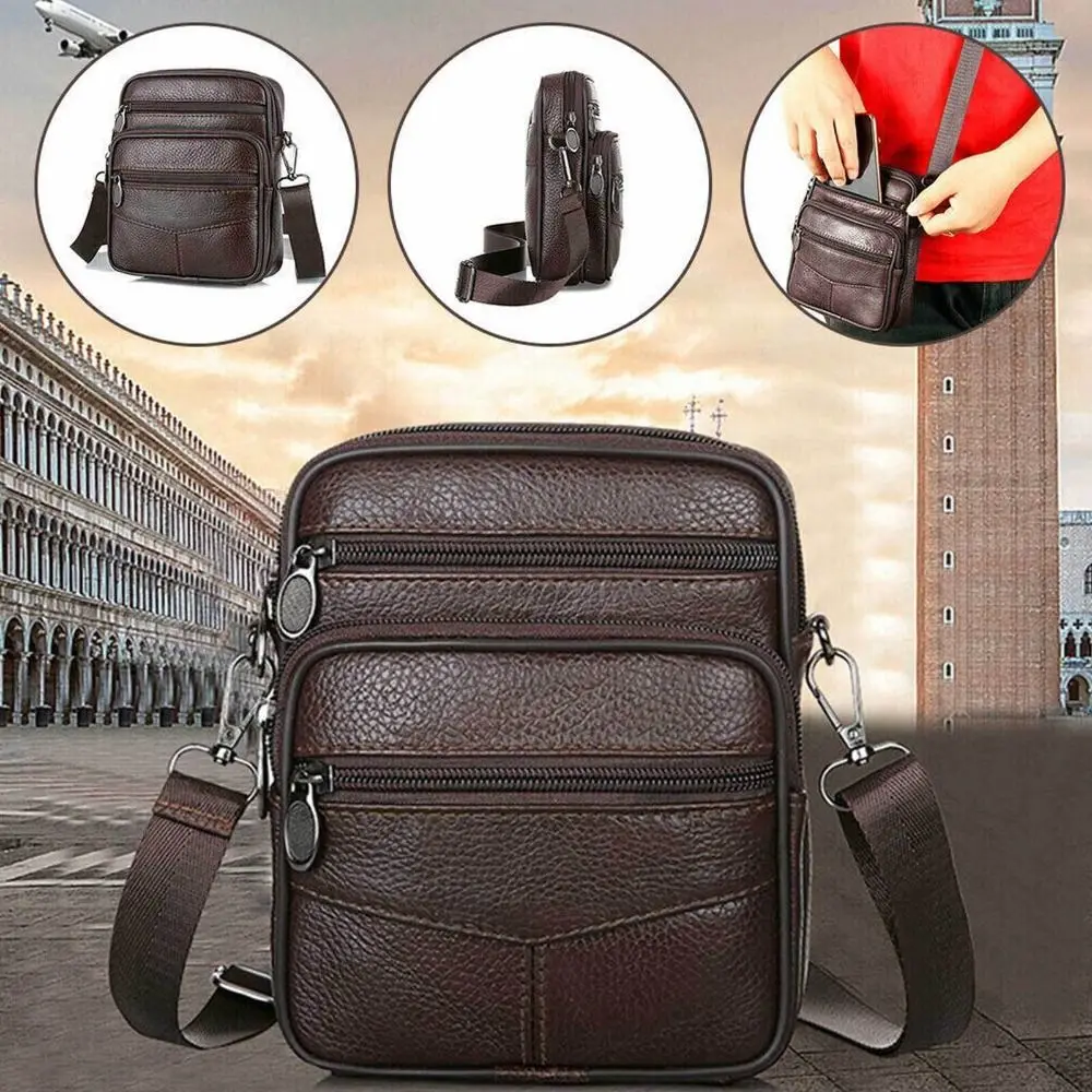 

Square Business Messenger Bag Durable Zipper Designer Genuine Leather Travel Satchel Handbags Party Bags Gift Fanny Pack