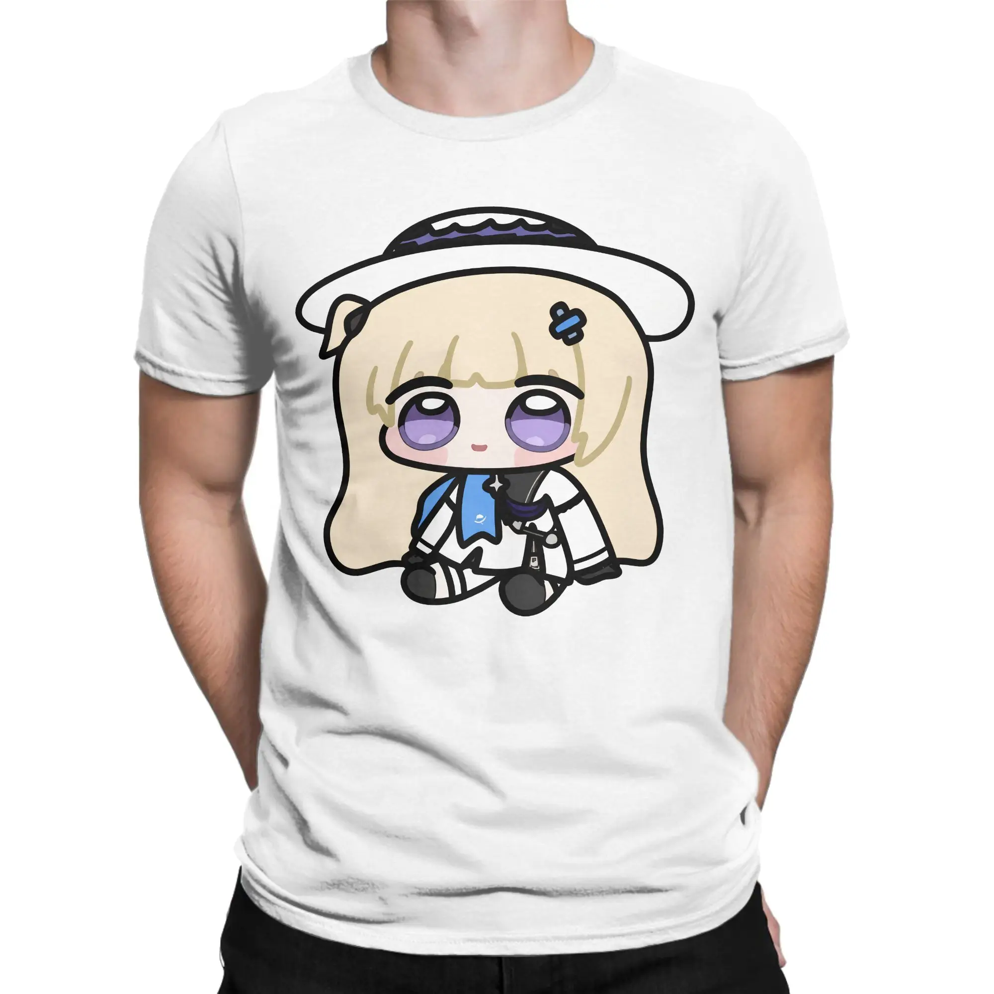Wuthering Waves Chibi Phoebe T Shirt for Men Cotton Vintage T-Shirts Round Neck  Tee Shirt Short Sleeve Clothes Original