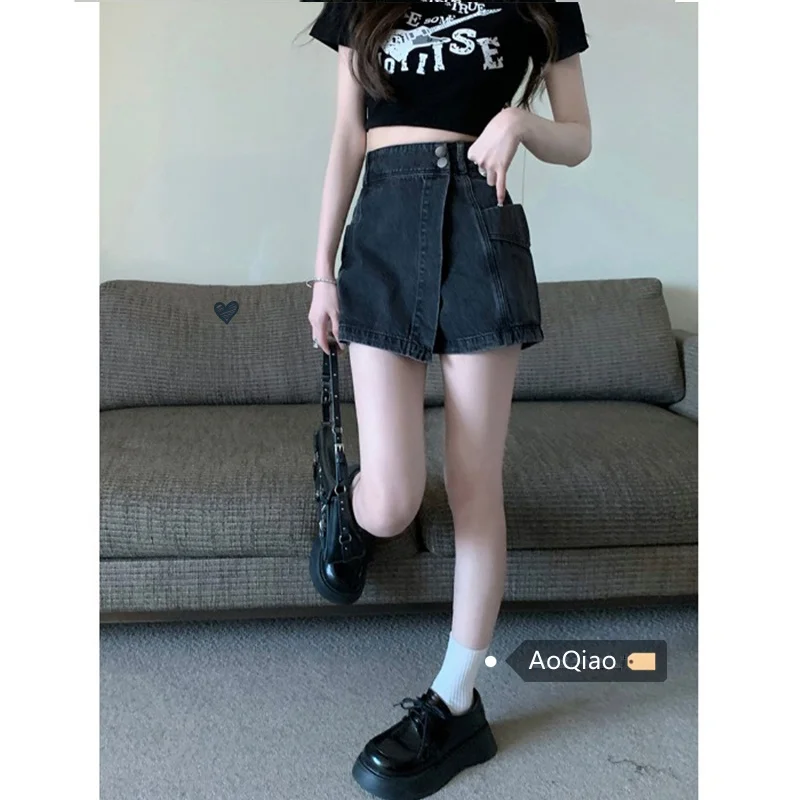 

High Waist Slimming Denim Skirt for plus Size Women Autumn New Sle Streetwear Casual Spor ort Skirt Pants Skirt