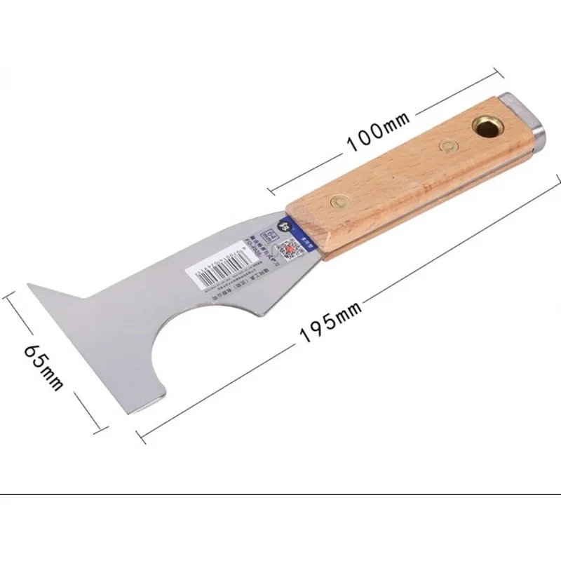 Cuchillo de masilla de acero inoxidable, espátula de limpieza de madera maciza, cuchillo de masilla, raspador de pared de decoración, herramientas