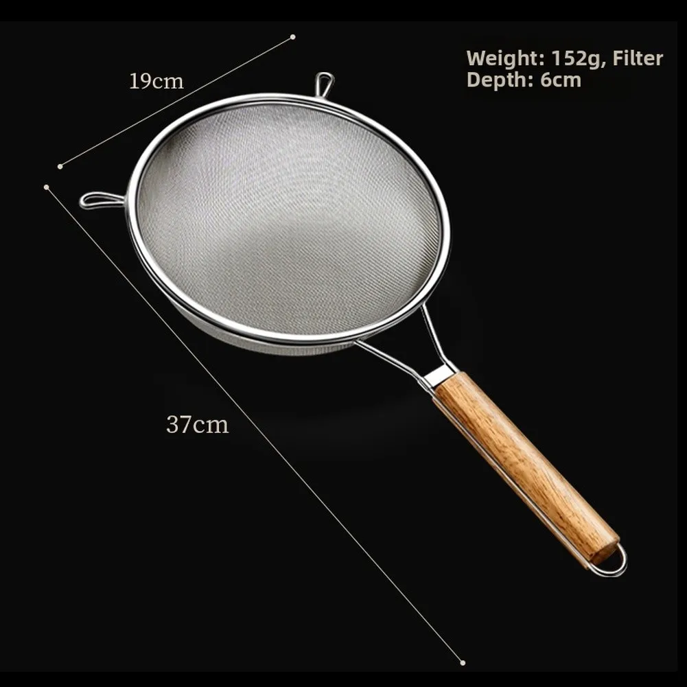 Stainless Steel Strainer with 304 Grade Material and Natural Wood Handle for Long Lasting For Kitchen Performance