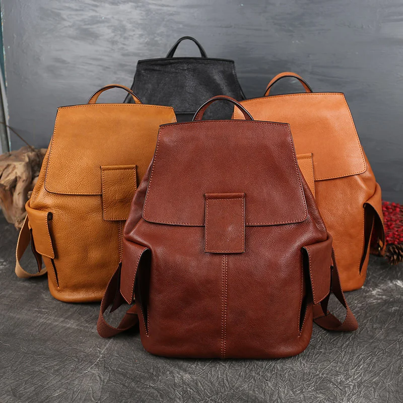 Genuine Leather Women Fashion Backpack 2024 New Head Layer Cowhide Backpack For Ladies Large Capacity Vintage Travel Bag