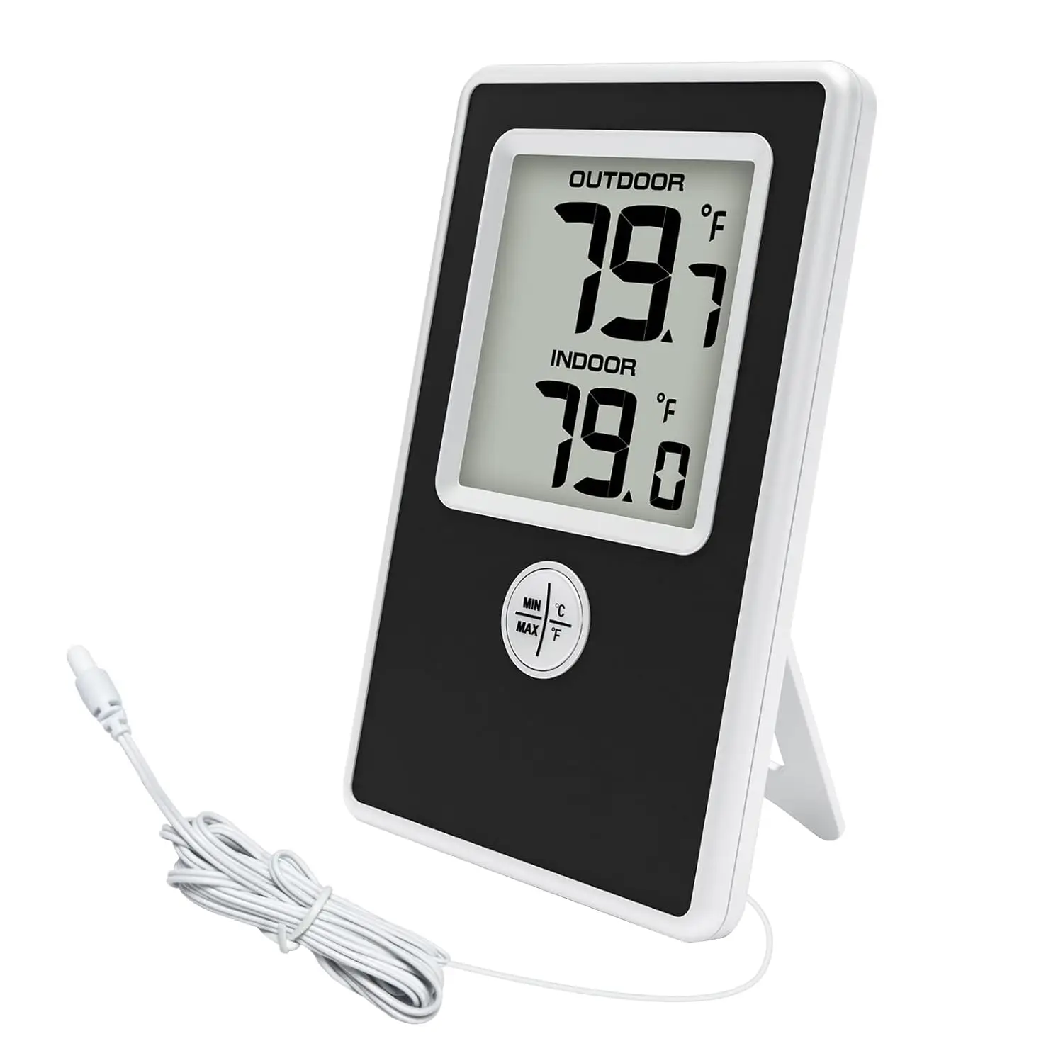 Indoor Outdoor Thermometer Wired Digital Room Temperature Monitor with Probe Sensor for Home, Office Greenhouse Aquarium