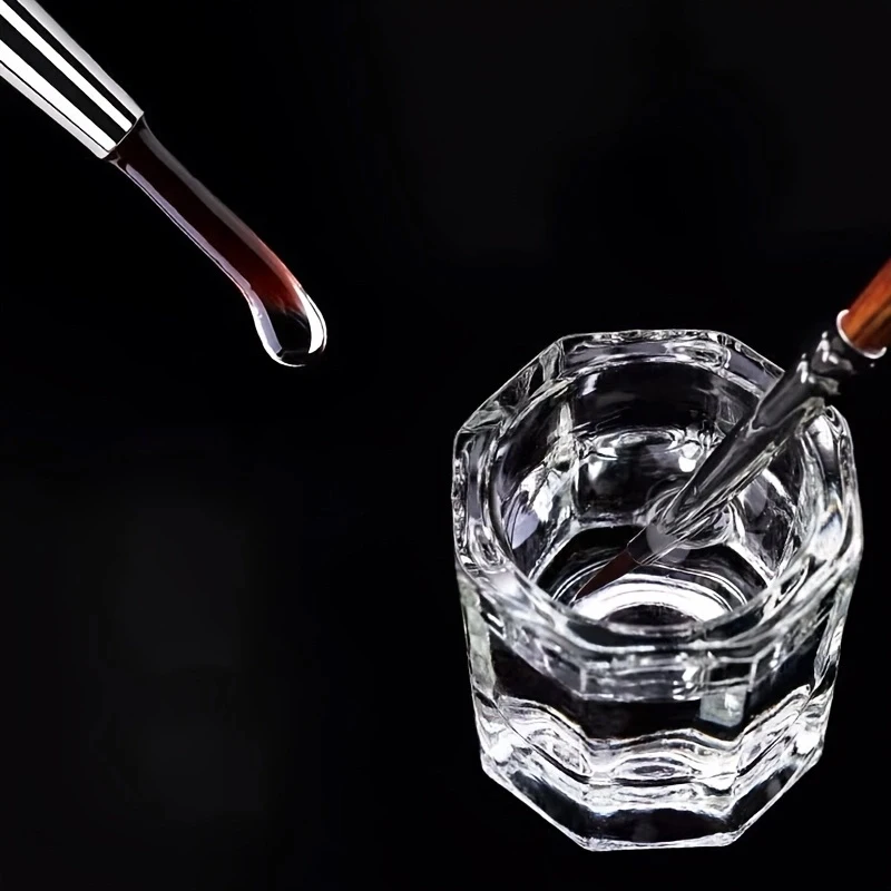 1 o 2 piezas de copas octagonales pequeñas de cristal para manicura sin tapa, copa especial para líquido para hacer uñas de cristal 2027 2
