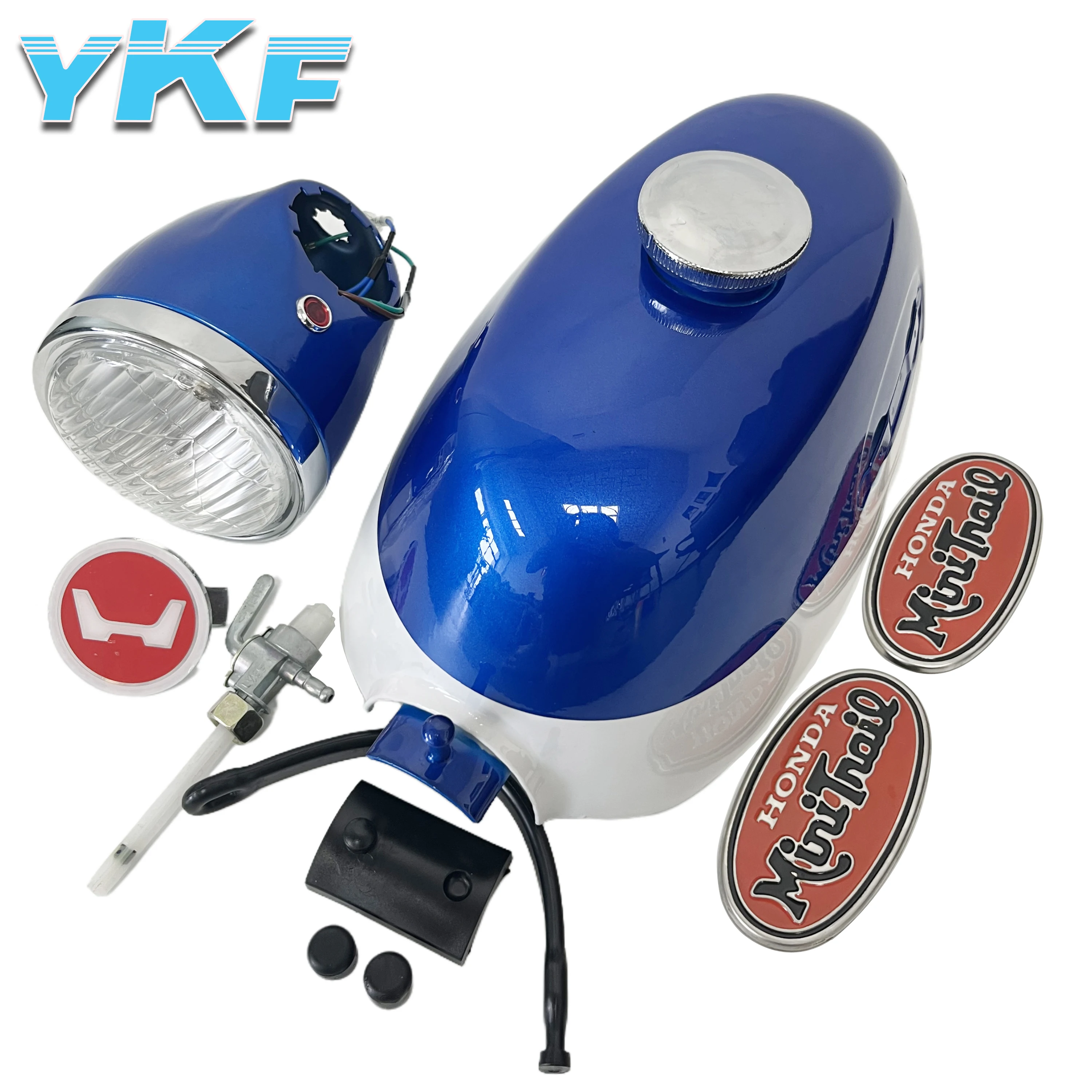 Blue/white motorbike petrol tank, cap and switch with headlight kit for Z50 Z50A K2 1970-1971