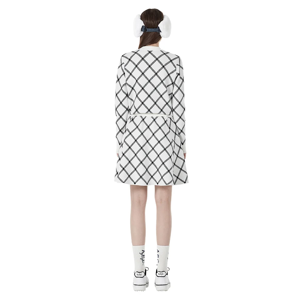 New Women\'s Golf Set Quality Short Skirt Slimming Long Legs Plaid Trendy Knitted Sweater Fashionable Commute Style Long Sleev...