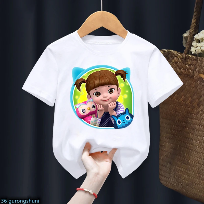 T-Shirt For Girls Cute Kongsuni And Friends Cartoon Print Girls Clothes Fashion Kids Clothes Tshirt For Kids Birthday Gift Shirt