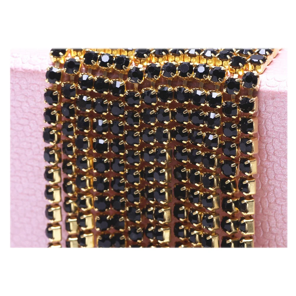 

10 M Black Rhinestones Diamond Claw Chain Crystal Craft Sewing for Crafts