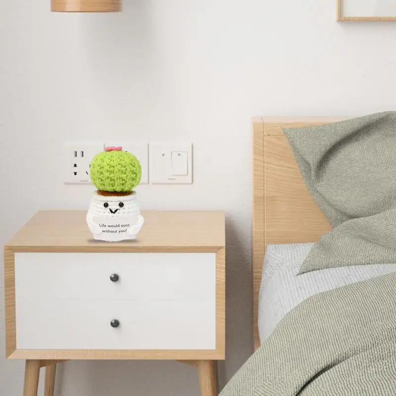 Boneca de malha de cacto suculento pequeno, Crochet Positivo, Brinquedo Cartoon, Encorajamento Engraçado e Bonito, Apoio Emocional, Capivara