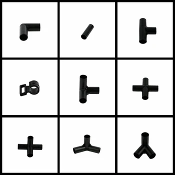5 ~ 20 sztuk I.D 8/12/16/19mm ABS złączki z tworzywa sztucznego złączka rurowa z PVC DIY namiot stałe złącze Tee czterokierunkowe proste kolanko nawadniania