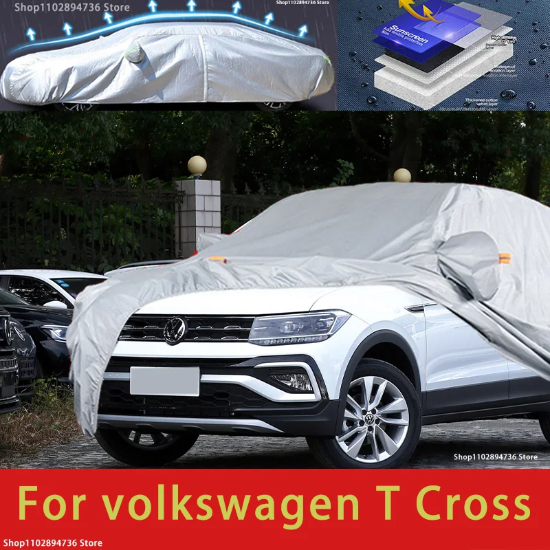 For Volkswagen T-cross Outdoor Protection Full Car Covers Snow Cover Sunshade Waterproof Dustproof Exterior Car accessories