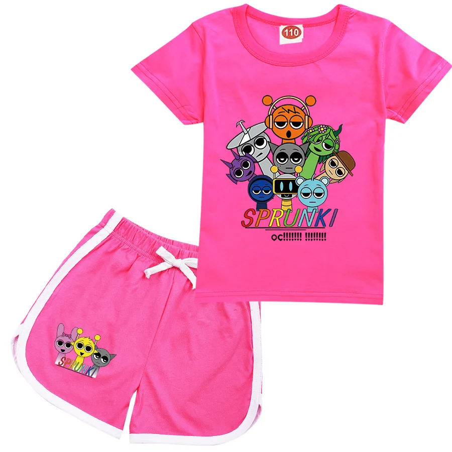 Sprunki-Conjuntos de ropa para niños, trajes de verano para bebés, chándales Sprunky Incredibox, camiseta de manga corta, pantalones cortos, trajes de 2 uds.