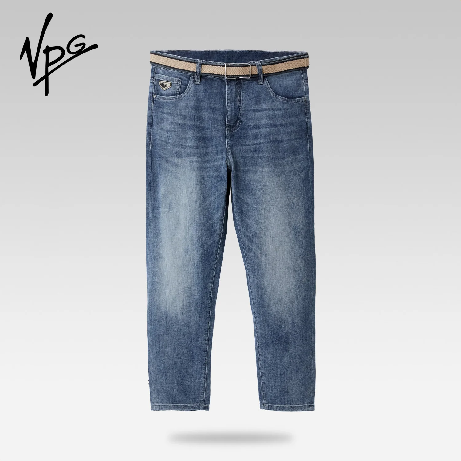 VPG Straight 9-Point Jeans With Belt Spring Summer Men Streetwear Denim Jogger Pants Men Baggy Harem Jean Trousers Plus Size