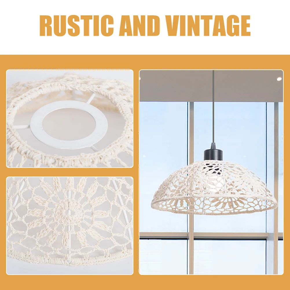 ボヘミアンランプシェード手織り綿ロープペンダントライトカバー屋内家の装飾キッチンカフェリビングルーム寝室用