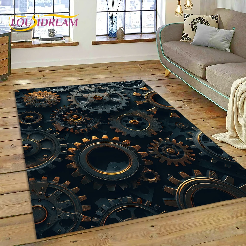 

3D Mechanical Cogs Gears Steampunk Rug Carpet for Living Room Bedroom Decor,floor Mat Non-slip Decoration for Sofa Doormat Gifts