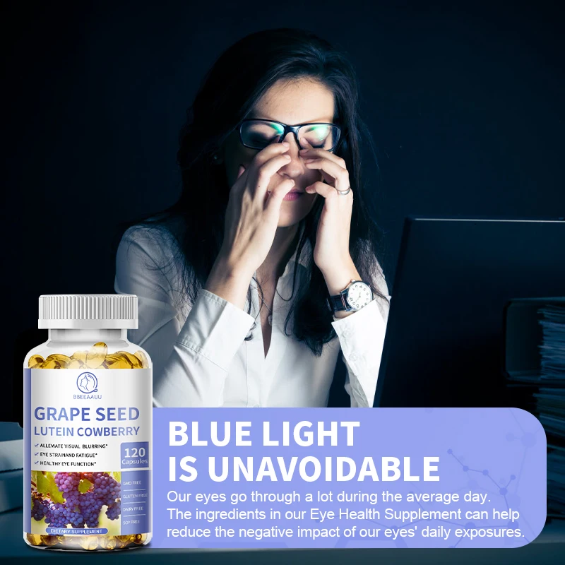 BBEEAAUU 20mg Lutein Capsules Reduces Eye Strainand Fatigue Promotes Healthy Eye Function Alleviate Visual Blurring Eyes Care