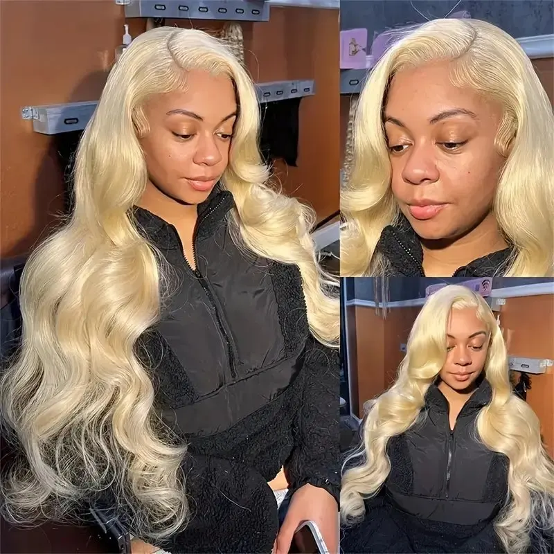 13 x4 hd Spitze Perücken 36 inch 613 blond 13x6 frontal 150 Dichte farbige Körper wellen kleber freies Babyhaar für Frauen Echthaar Perücke