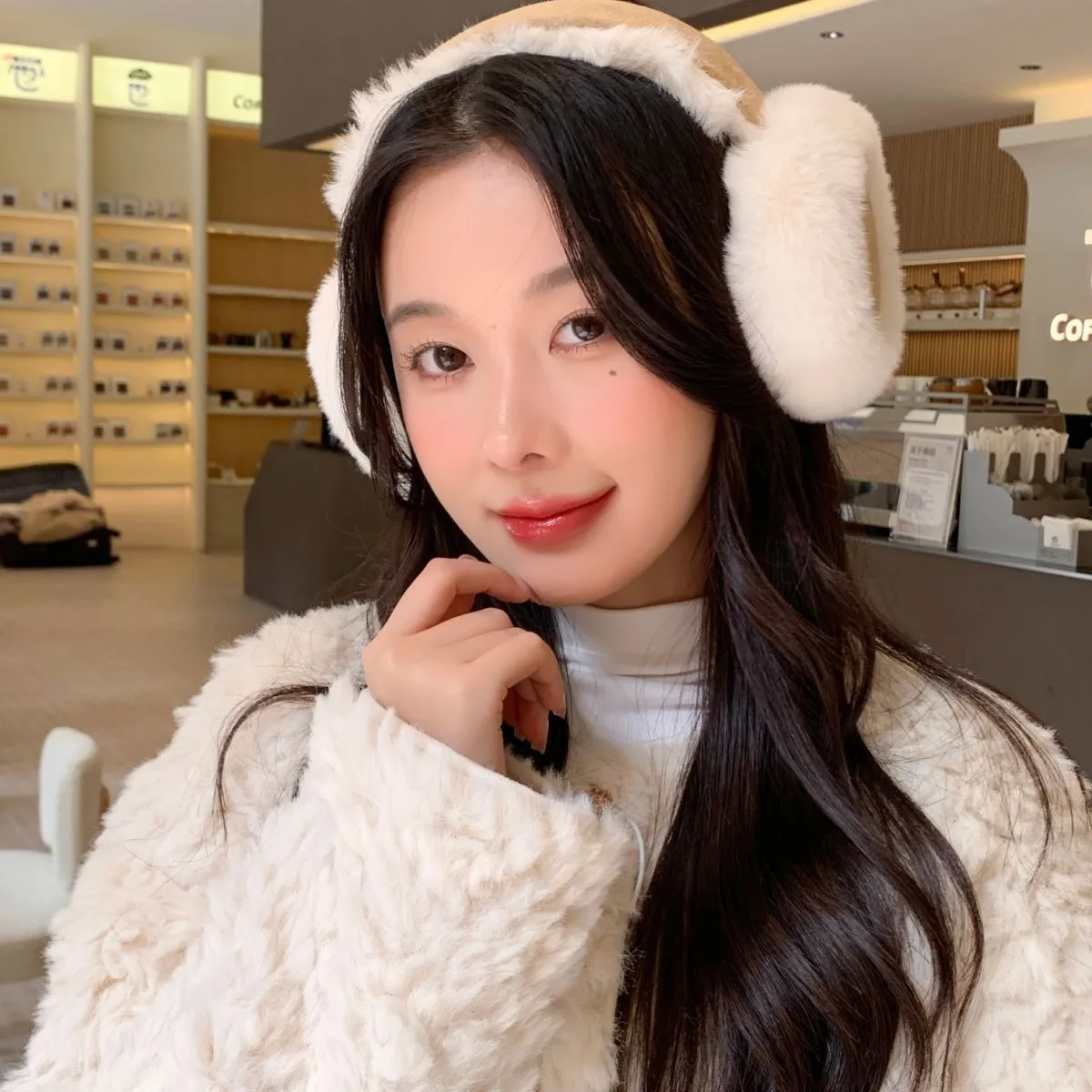 Fashion Plush Thicken Earmuffs Women Maillard Brown Suede Ear Cover Winter Warm Soft Earlap Accessories Outdoor Cold Protection