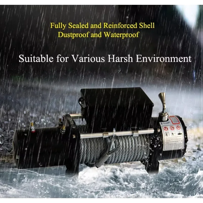 ونش كهربائي 12 فولت 13500 رطل مع جهاز تحكم عن بعد لاسلكي لشاحنة ATV SUV مقطورة على الطرق الوعرة مركبة الإنقاذ الذاتي كابل 26 متر