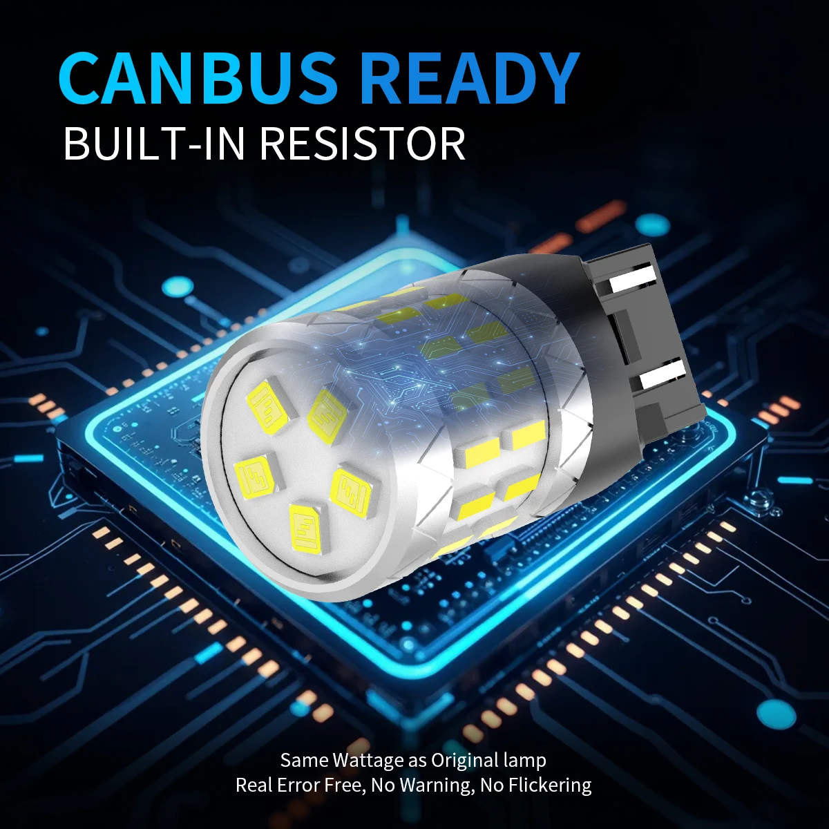 NLpearl 2X7443 LED Lampu Rem Canbus T20 7440 W21W WY215W LED Putih DRL Lampu Mundur Parkir untuk Lampu Otomatis Mobil 6000K Putih