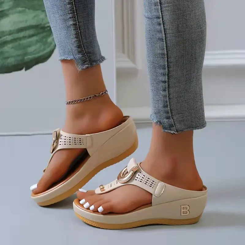 Women New Summer Sandals Open Toe Beach Shoes Flip Flops Wedges Comfortable Slippers Cute Sandals Plu Size Chaussure Femme