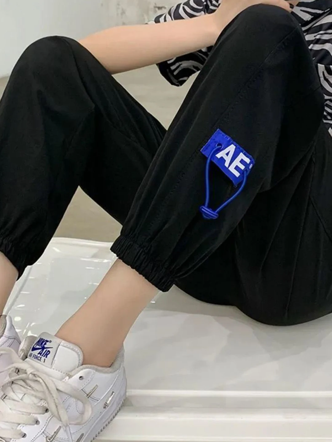 アイスシルク速乾カジュアルハイウエストルーズレディース9分丈パンツ夏ファッショナブル小さめサイズゴムウエストパンツ