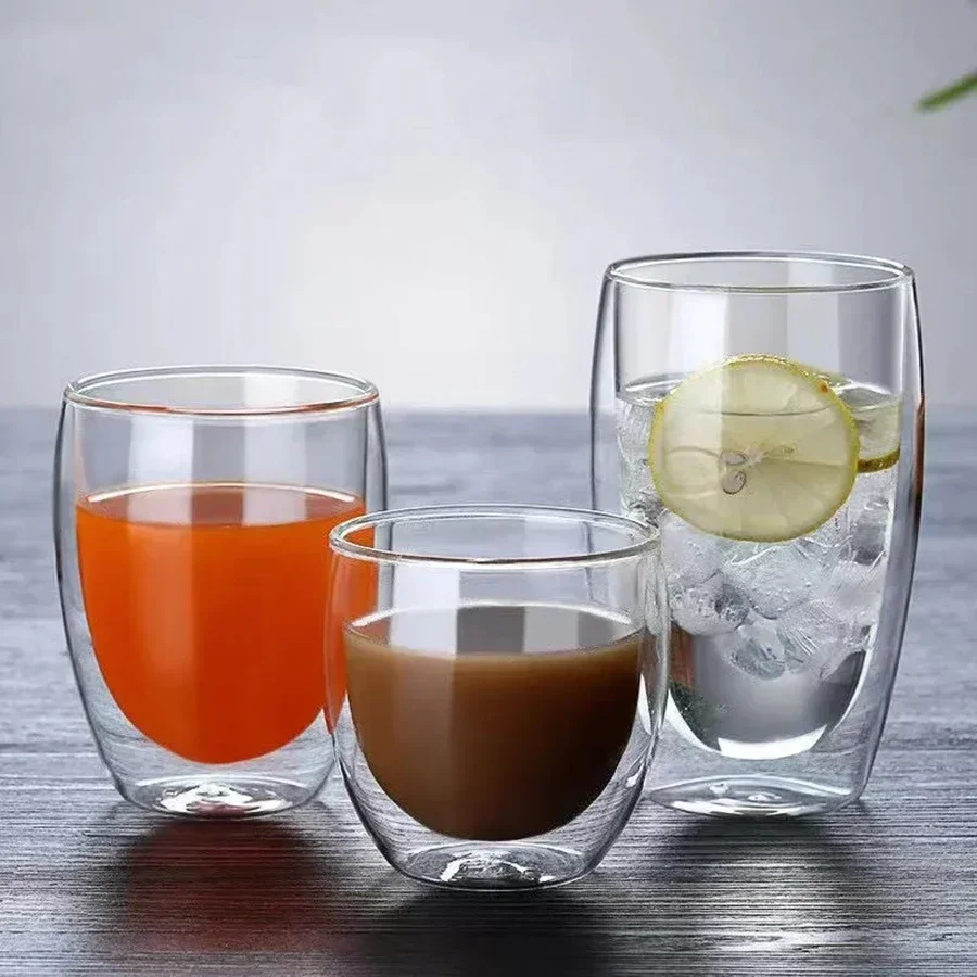 Minimalist Double Wall Glass Cup Heat Insulation Transparent Handmade Tea Drink Cups MINI Whisky glasses Espresso Coffee Mug